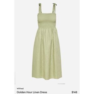 Aritzia Wilfred Golden Hour Linen Dress Sage Green NWOT